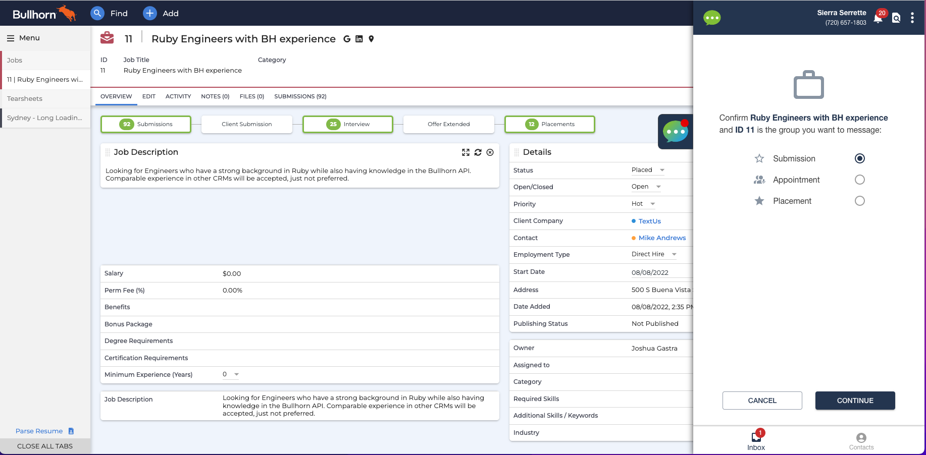 App Release: TextUs Chrome Extension Updates for Bullhorn